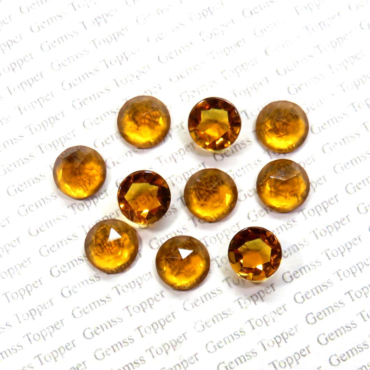 Citrine 10x10 mm Round Rose Cut